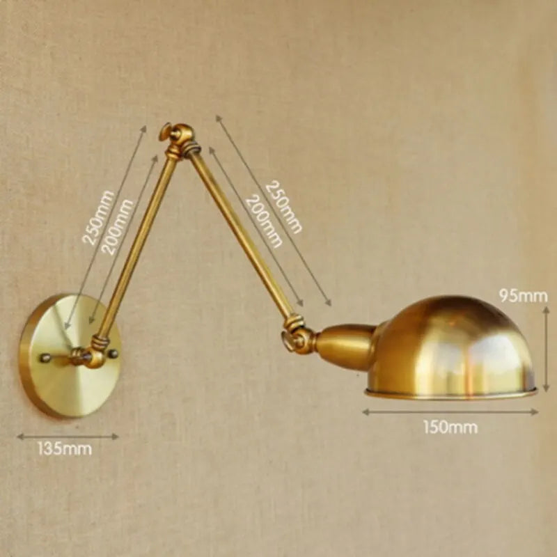 Vintage Swing Long Iron Arm E27 LED Bulb Wall Sconce Lamp Home Deco Bedroom Industrial Articulating Brass Wall Fixtures Lighting
