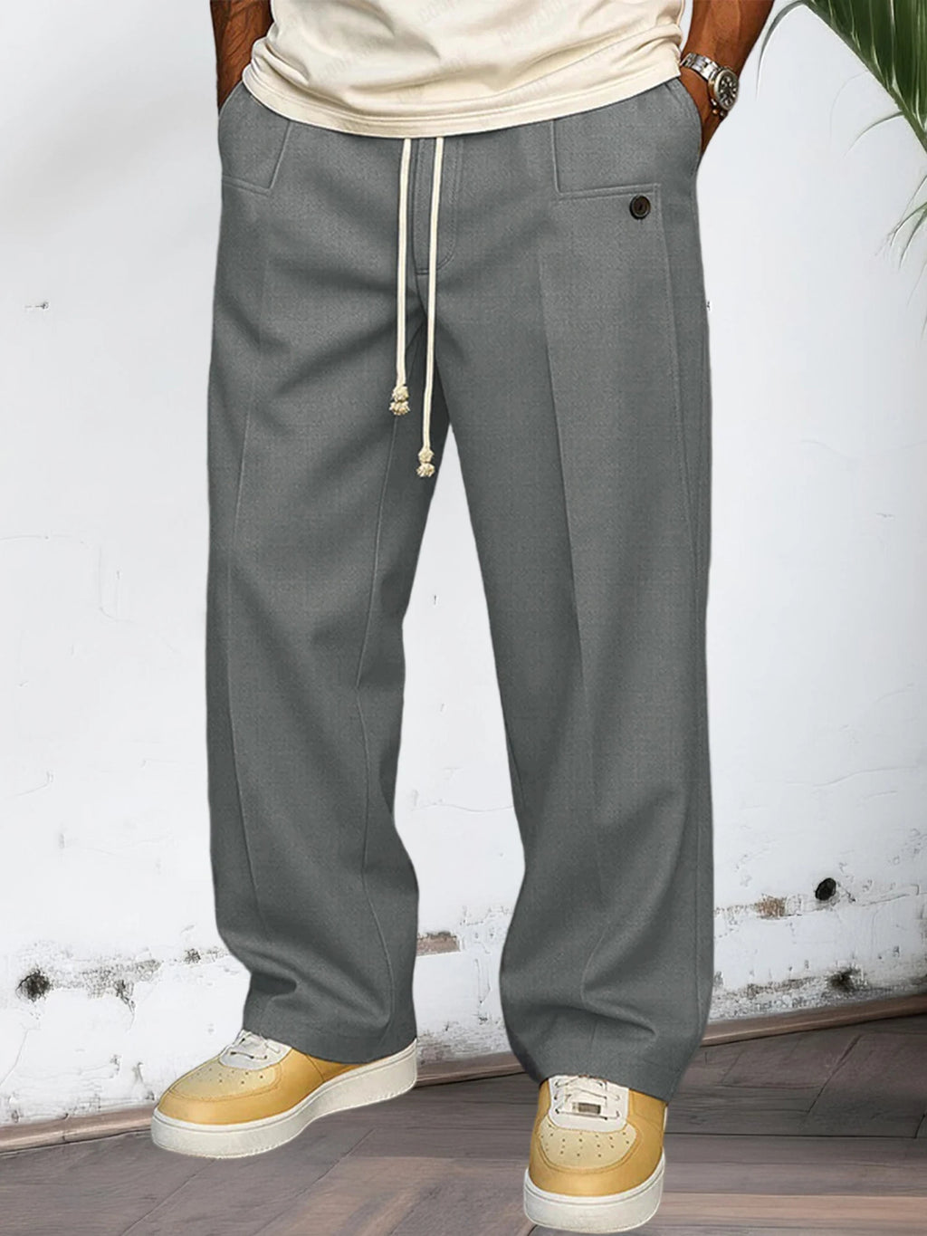Men's Elastic Waist Jogger Pants with Side Pockets