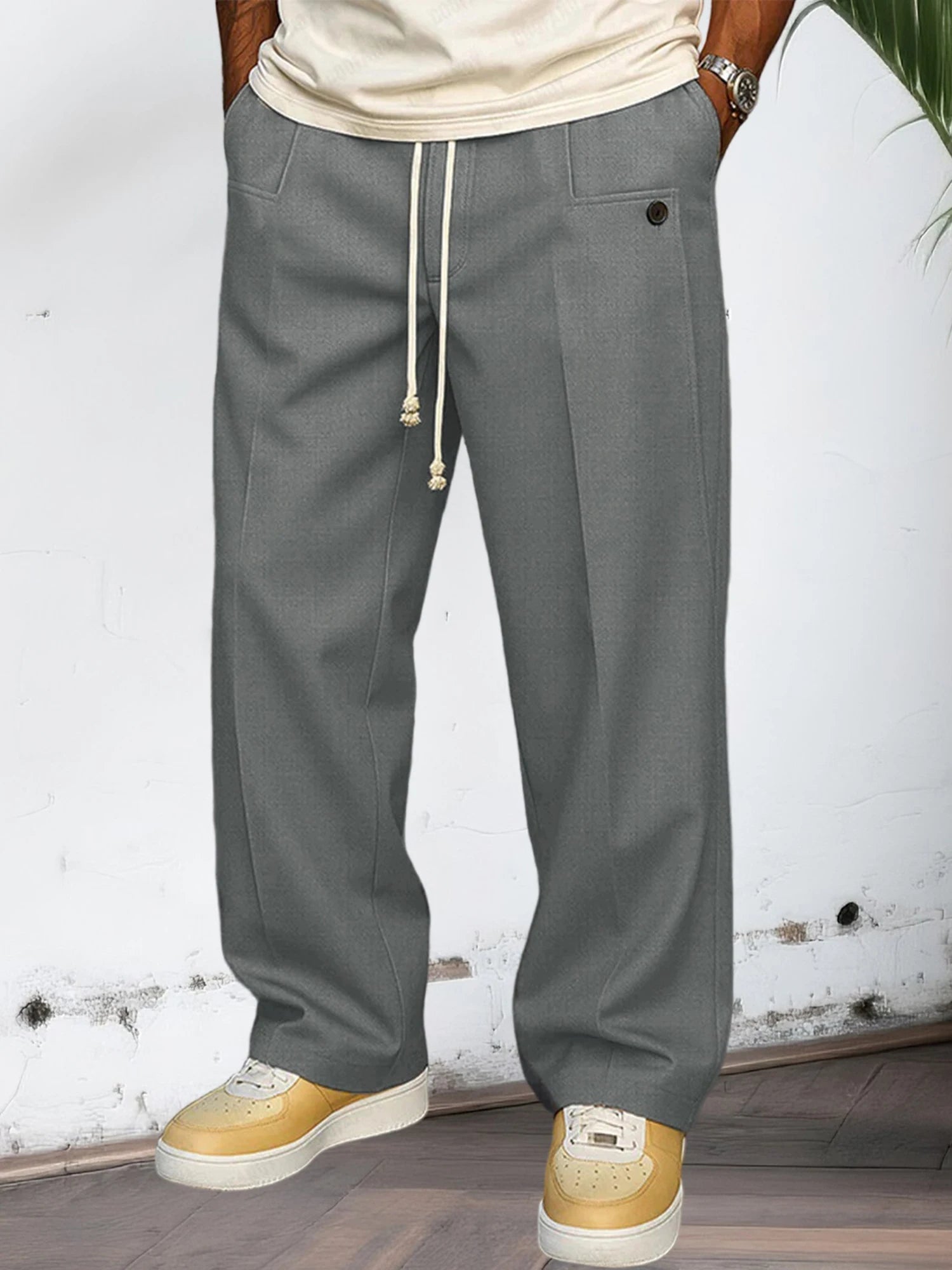 Men's Elastic Waist Jogger Pants with Side Pockets
