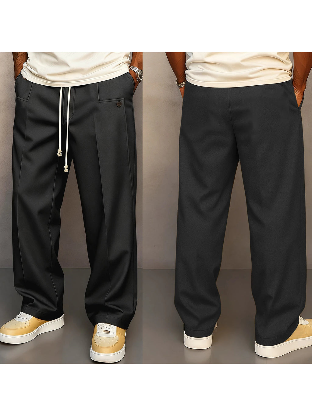 Men's Elastic Waist Jogger Pants with Side Pockets