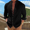 Linen Long-Sleeved Shirts Casual Button Up