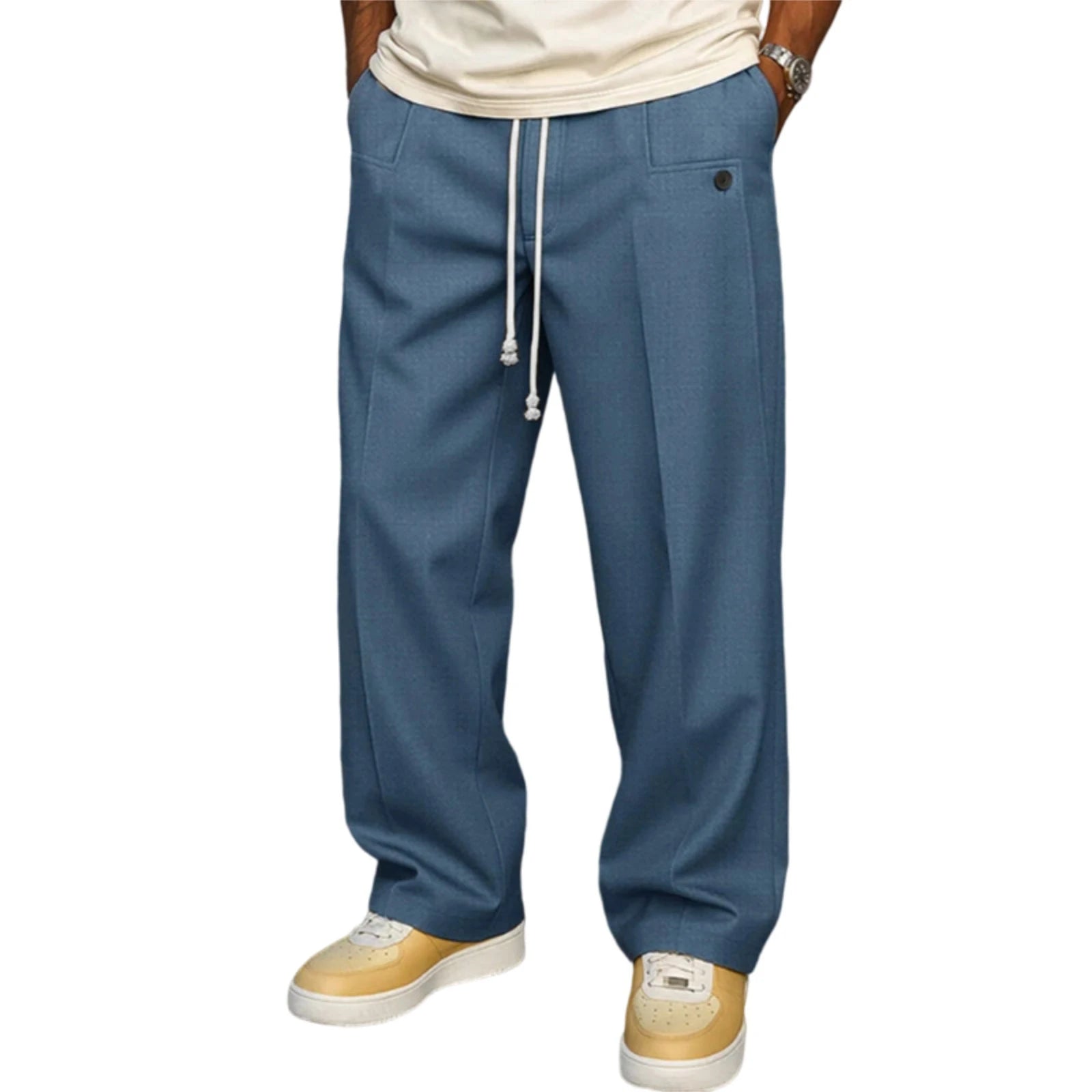 Men's Elastic Waist Jogger Pants with Side Pockets