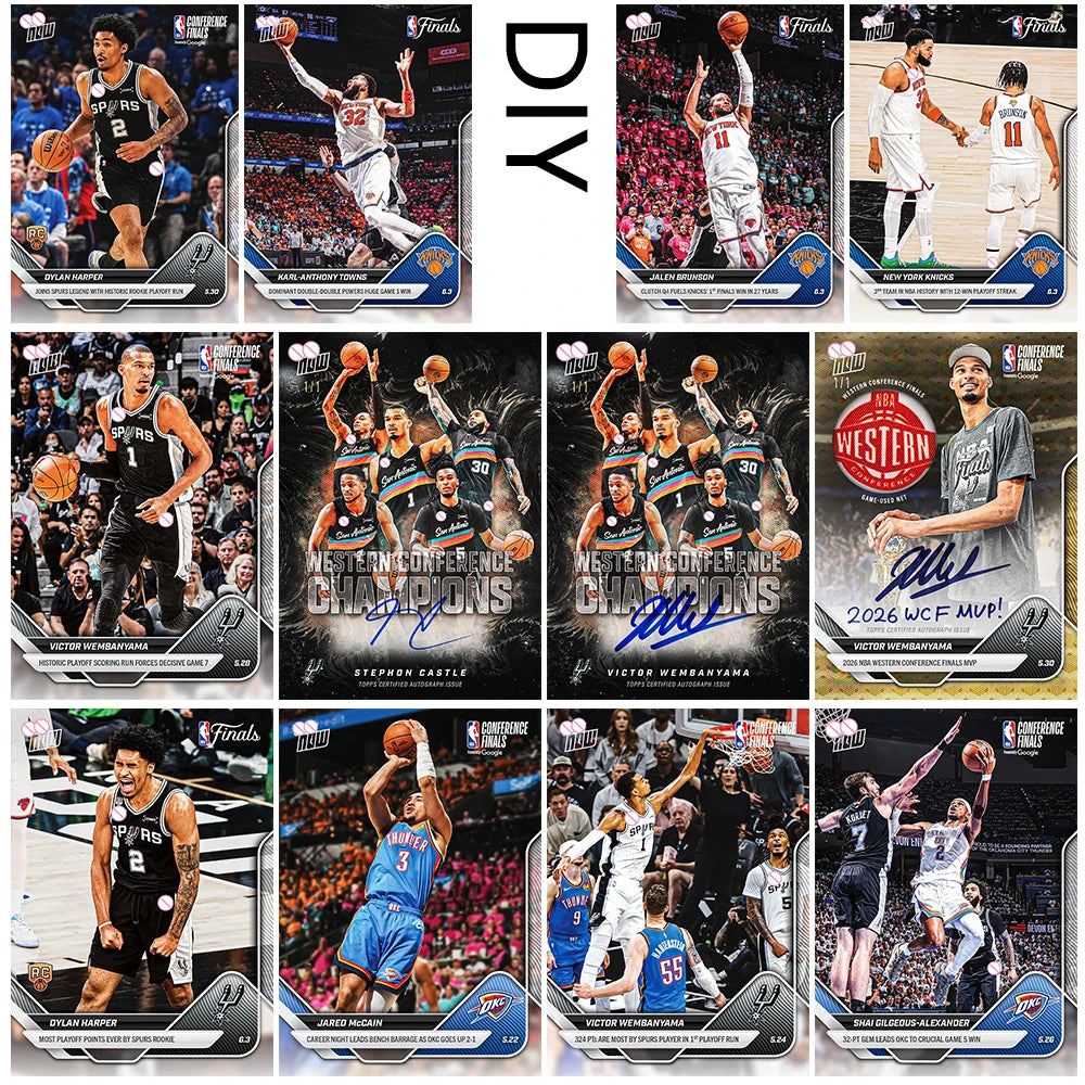 Basketball Collectible Cards DIY Homemade Victor Wembanyama Alexander Harper Jalen Brunson Laser Glitter Boy's holiday gift