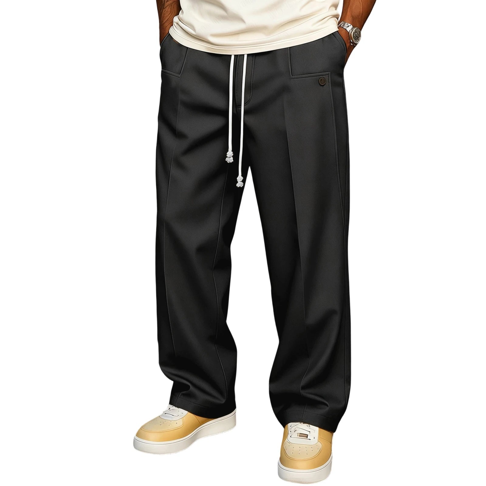 Men's Elastic Waist Jogger Pants with Side Pockets