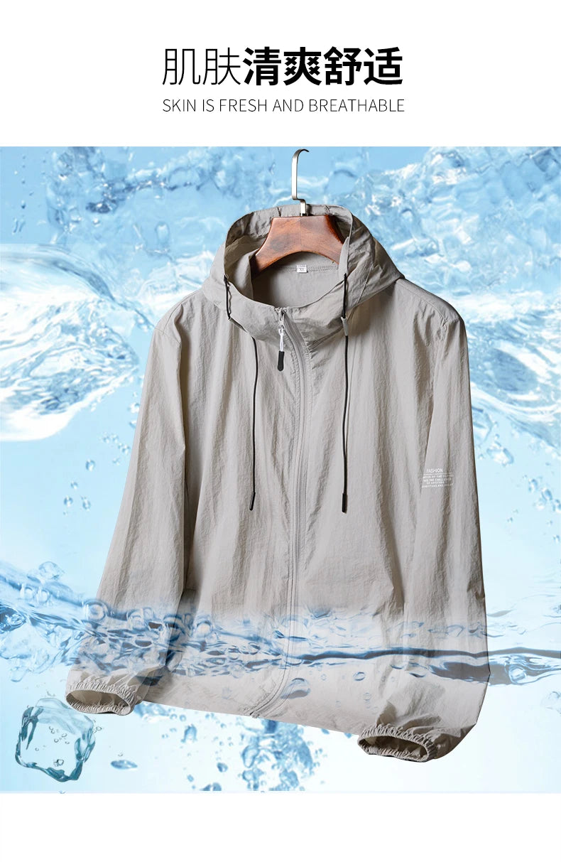 Hooded Jacket Men, Sun Protection Clothing, Quick Dry Skin Windbreaker