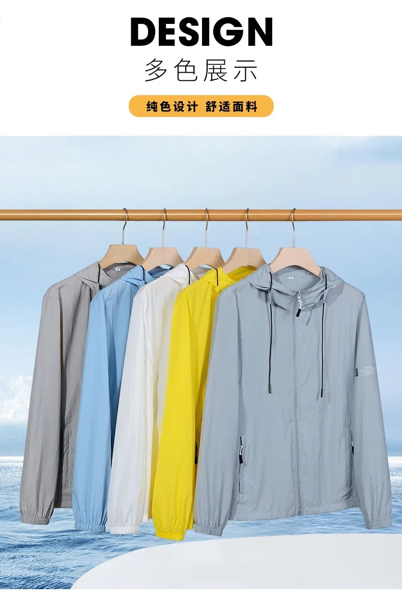 Hooded Jacket Men, Sun Protection Clothing, Quick Dry Skin Windbreaker