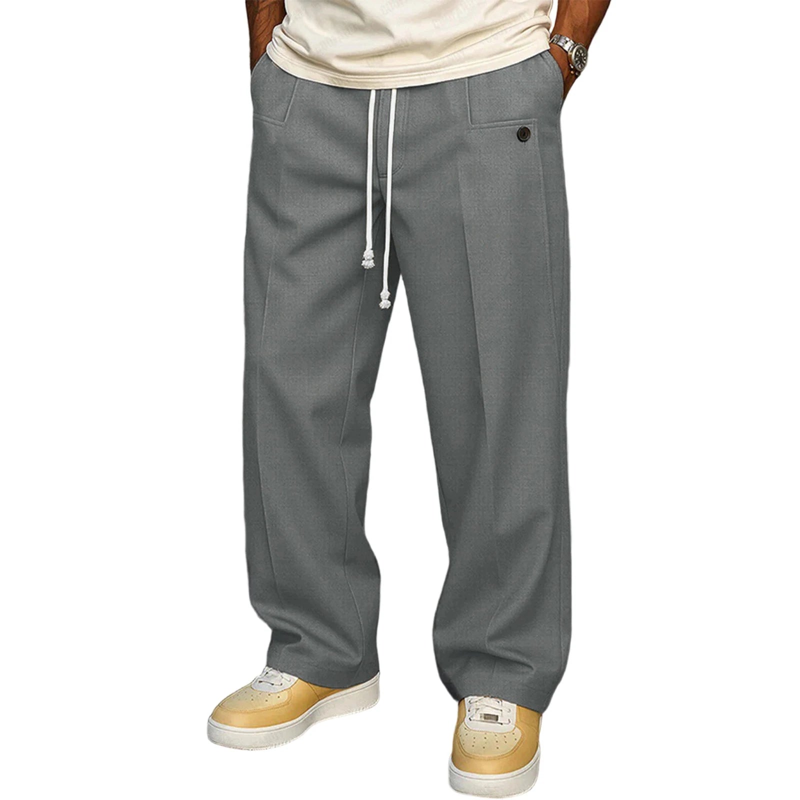 Men's Elastic Waist Jogger Pants with Side Pockets