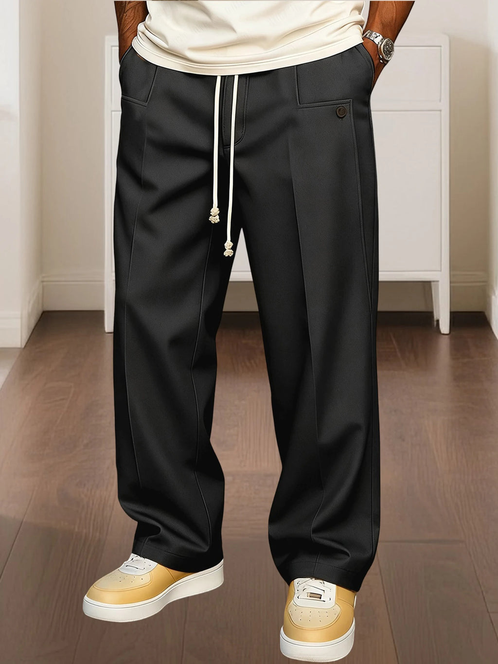 Men's Elastic Waist Jogger Pants with Side Pockets
