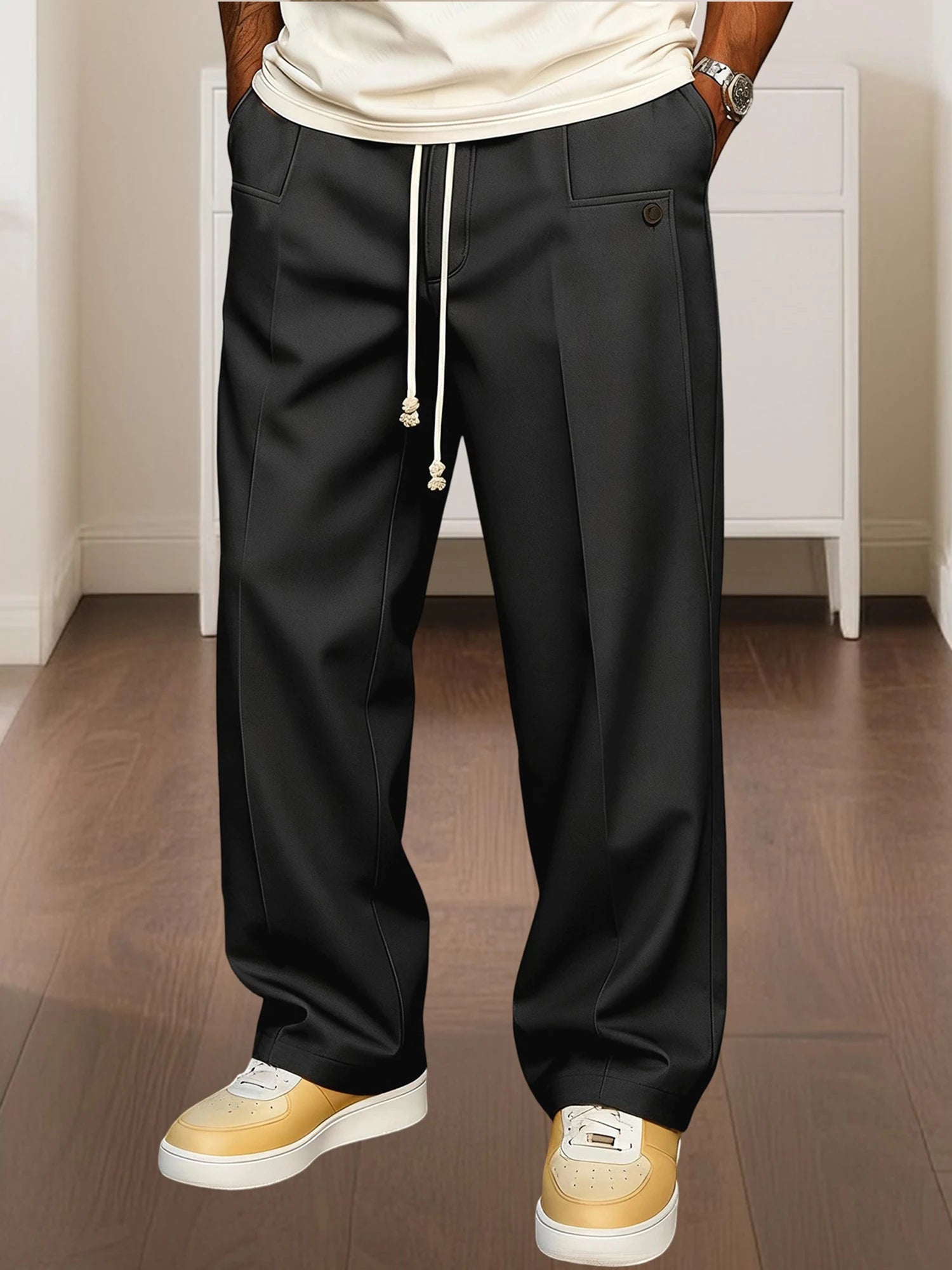 Men's Elastic Waist Jogger Pants with Side Pockets