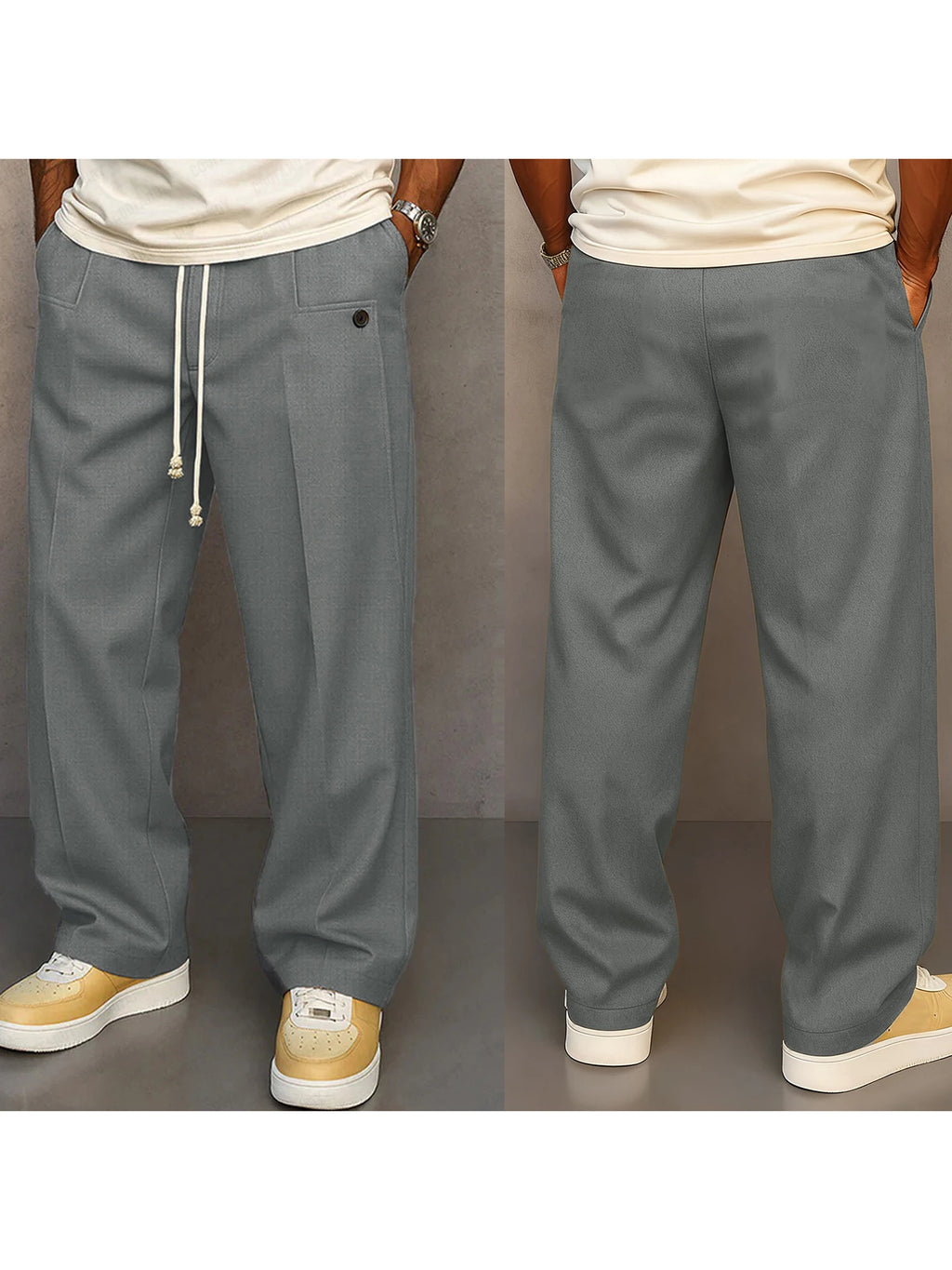 Men's Elastic Waist Jogger Pants with Side Pockets