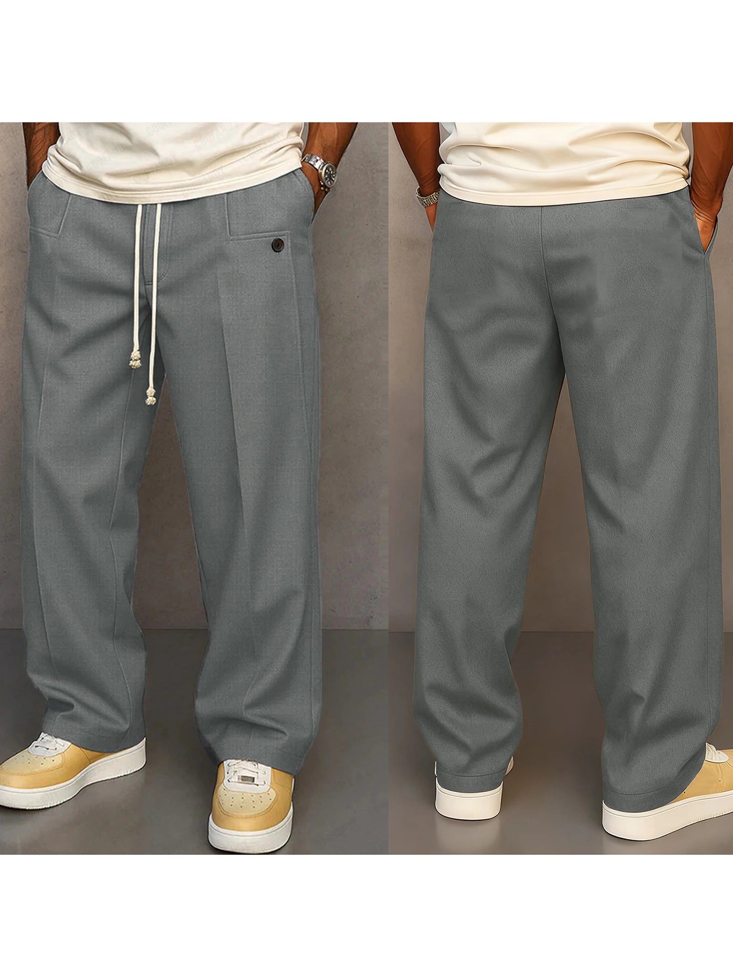 Men's Elastic Waist Jogger Pants with Side Pockets