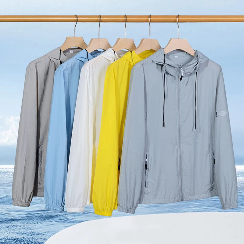 Hooded Jacket Men, Sun Protection Clothing, Quick Dry Skin Windbreaker