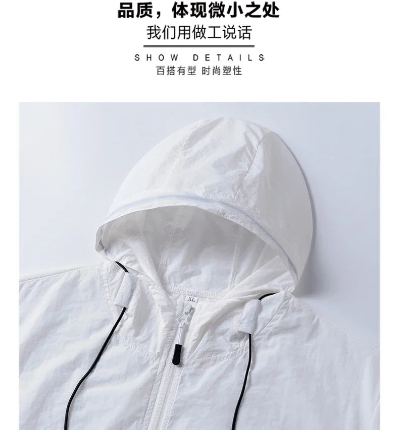 Hooded Jacket Men, Sun Protection Clothing, Quick Dry Skin Windbreaker
