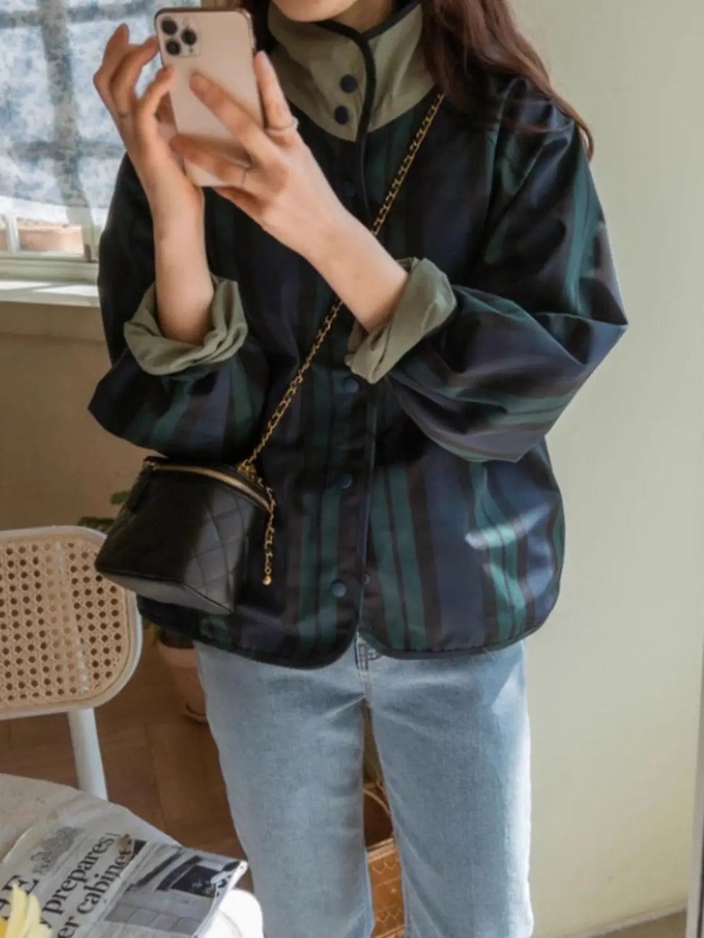 Double Sided Versatile Short Jacket For Women 2025 Spring And Autumn New Korean Casual Plaid Jacket Workwear Top