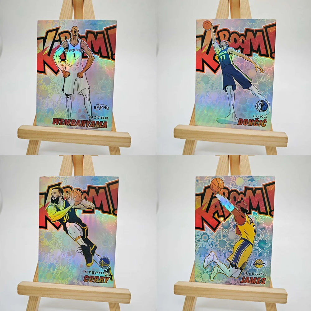 SPORTS DIY homemade Basketball trading cards James Curry Doncic Wembanyama Durant downtown kaboom laser Color explosion gifts
