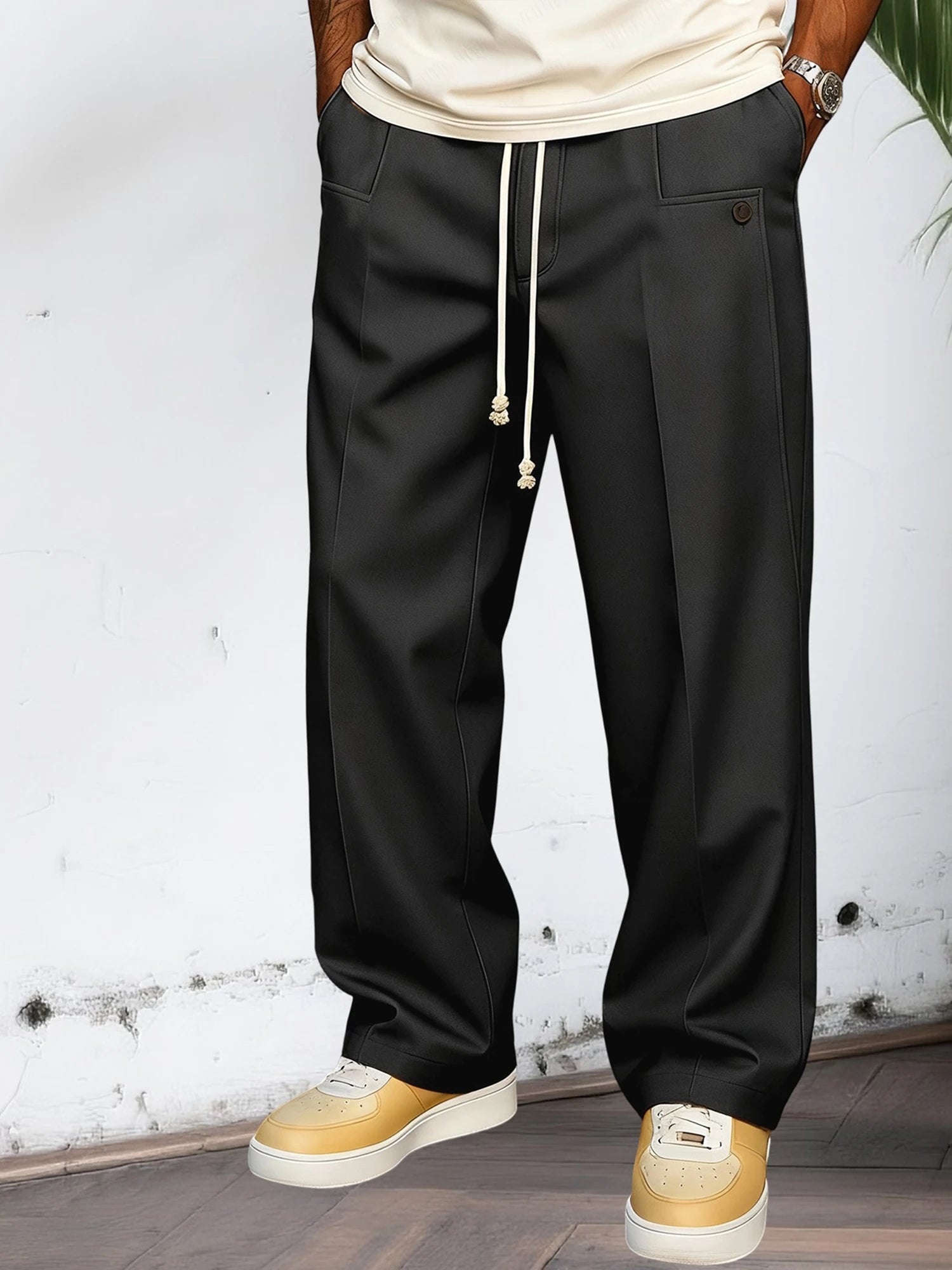 Men's Elastic Waist Jogger Pants with Side Pockets