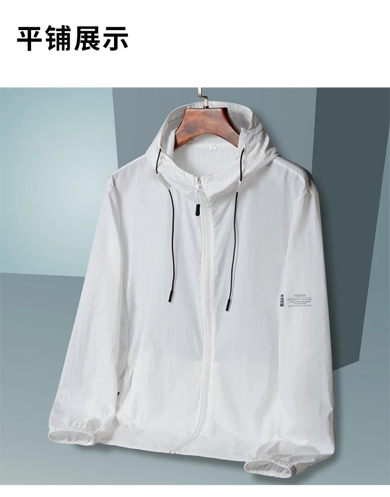 Hooded Jacket Men, Sun Protection Clothing, Quick Dry Skin Windbreaker