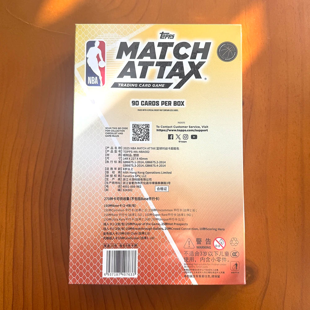 KAYOU 2025 NBA Basketball Trading Card Game - Match Attax Topps Super Pack with 90 Cards Exciting Inserts And Gold Foil