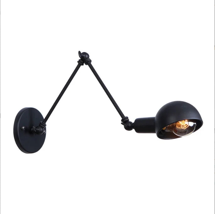 Vintage Swing Long Iron Arm E27 LED Bulb Wall Sconce Lamp Home Deco Bedroom Industrial Articulating Brass Wall Fixtures Lighting