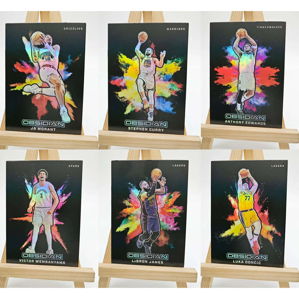 SPORTS DIY homemade Basketball trading cards James Curry Doncic Wembanyama Durant downtown kaboom laser Color explosion gifts