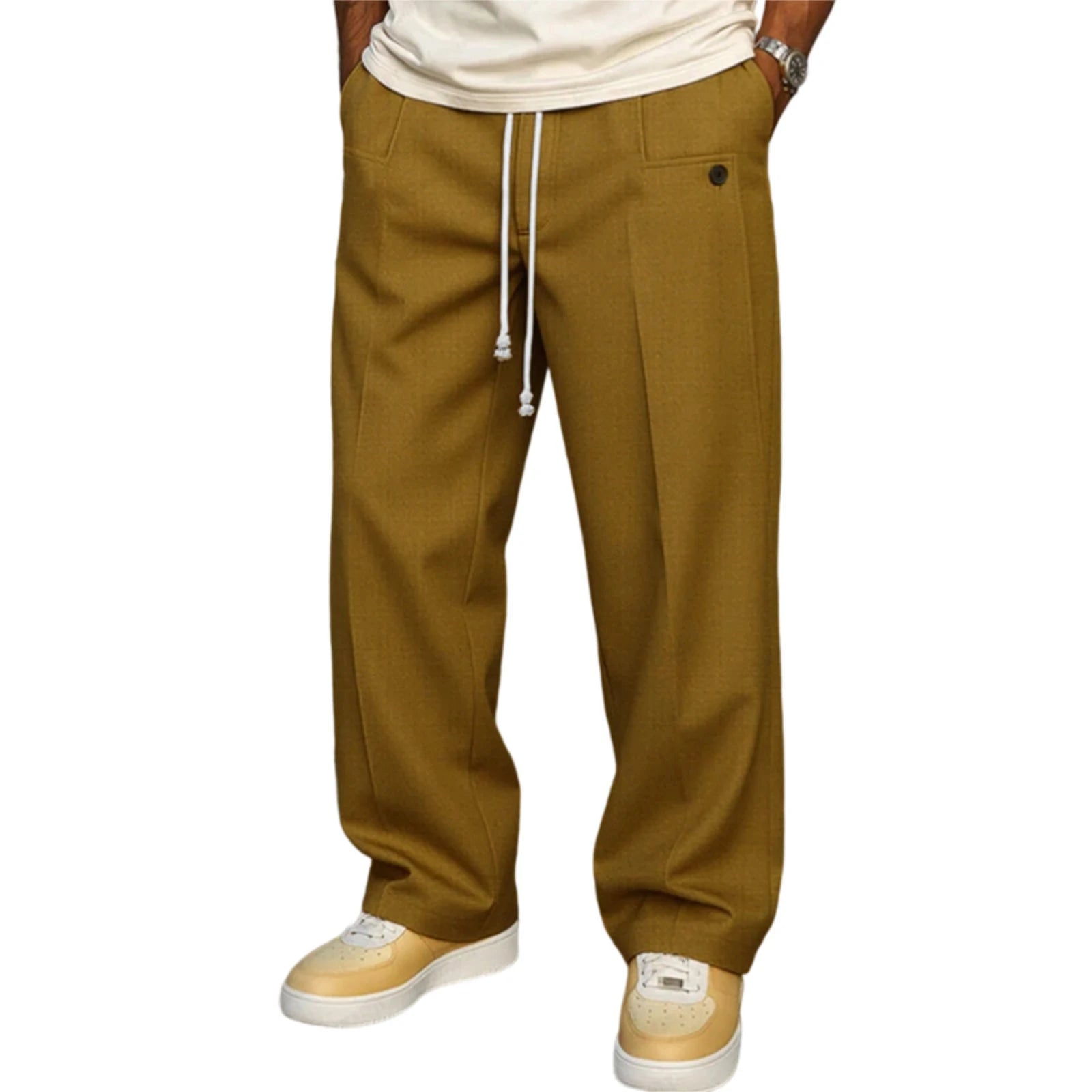 Men's Elastic Waist Jogger Pants with Side Pockets