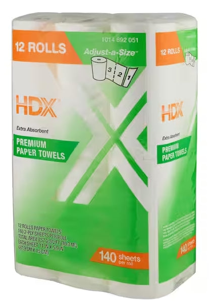 Premium Adjust-A-Size Paper Towel Rolls (140-Sheets Per Roll-12-Rolls)