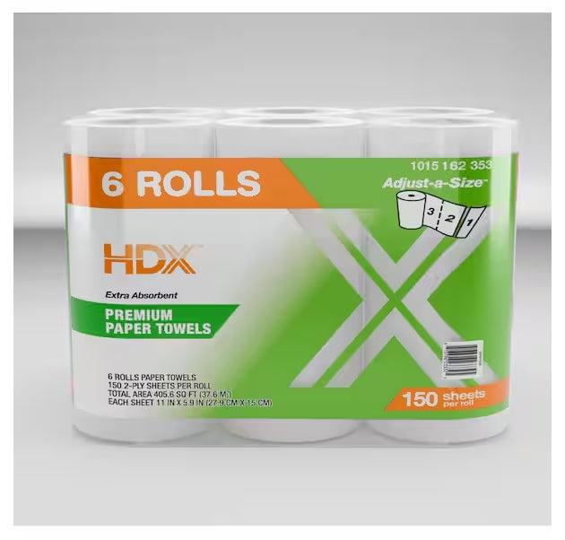 Premium Adjust-A-Size Paper Towel Rolls (150-Sheets Per Roll 6-Rolls)
