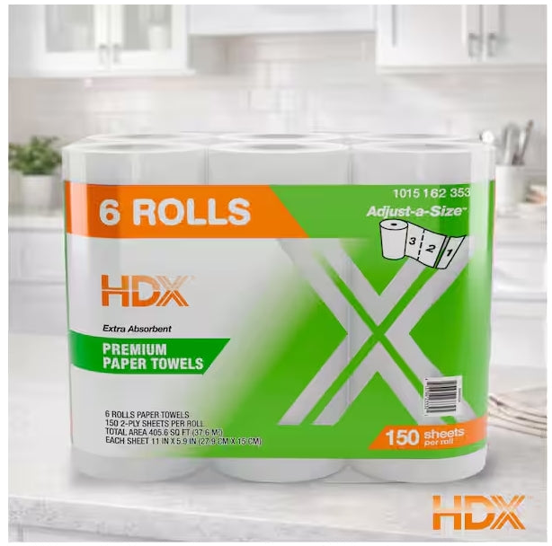Premium Adjust-A-Size Paper Towel Rolls (150-Sheets Per Roll 6-Rolls)