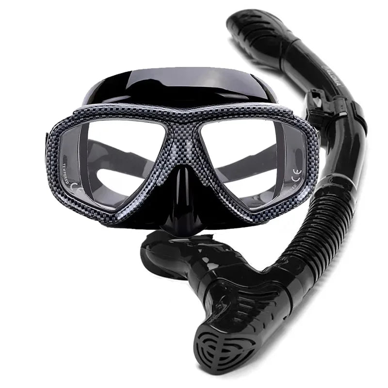 Myopia Diving Mask Snorkel Set with anti fog Spray for spearfishing gear swimming masks googles nearsighted lenses short-sighted