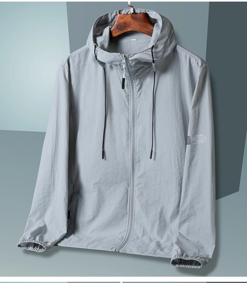 Hooded Jacket Men, Sun Protection Clothing, Quick Dry Skin Windbreaker