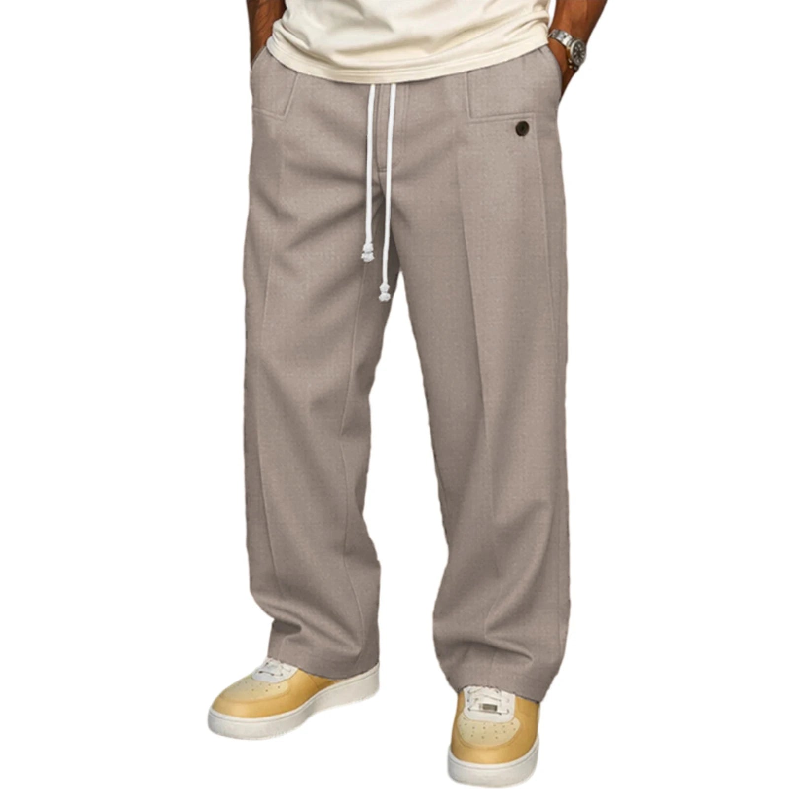 Men's Elastic Waist Jogger Pants with Side Pockets